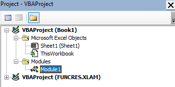 VBA muharriridagi Project Explorer paneli &mdash; Normal va modullar daraxti
